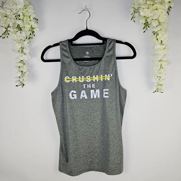 Strong Zumba Athletic Tank Top Gray Crushin the Game Large Gym Active Workout - Picture 1 of 9